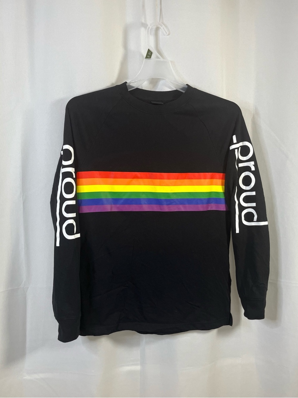 H&M Proud LGBTQ Rainbow Gay Pride Month Black Long Sleeve T Shirt Men Sz M